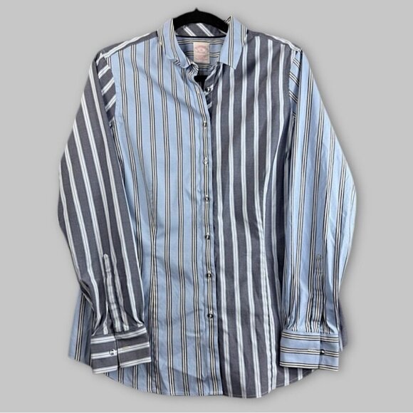 Brooks Brothers Tops - Brooks Brothers Contemporary Button Up Blue Striped Long Sleeves Shirt Size 12